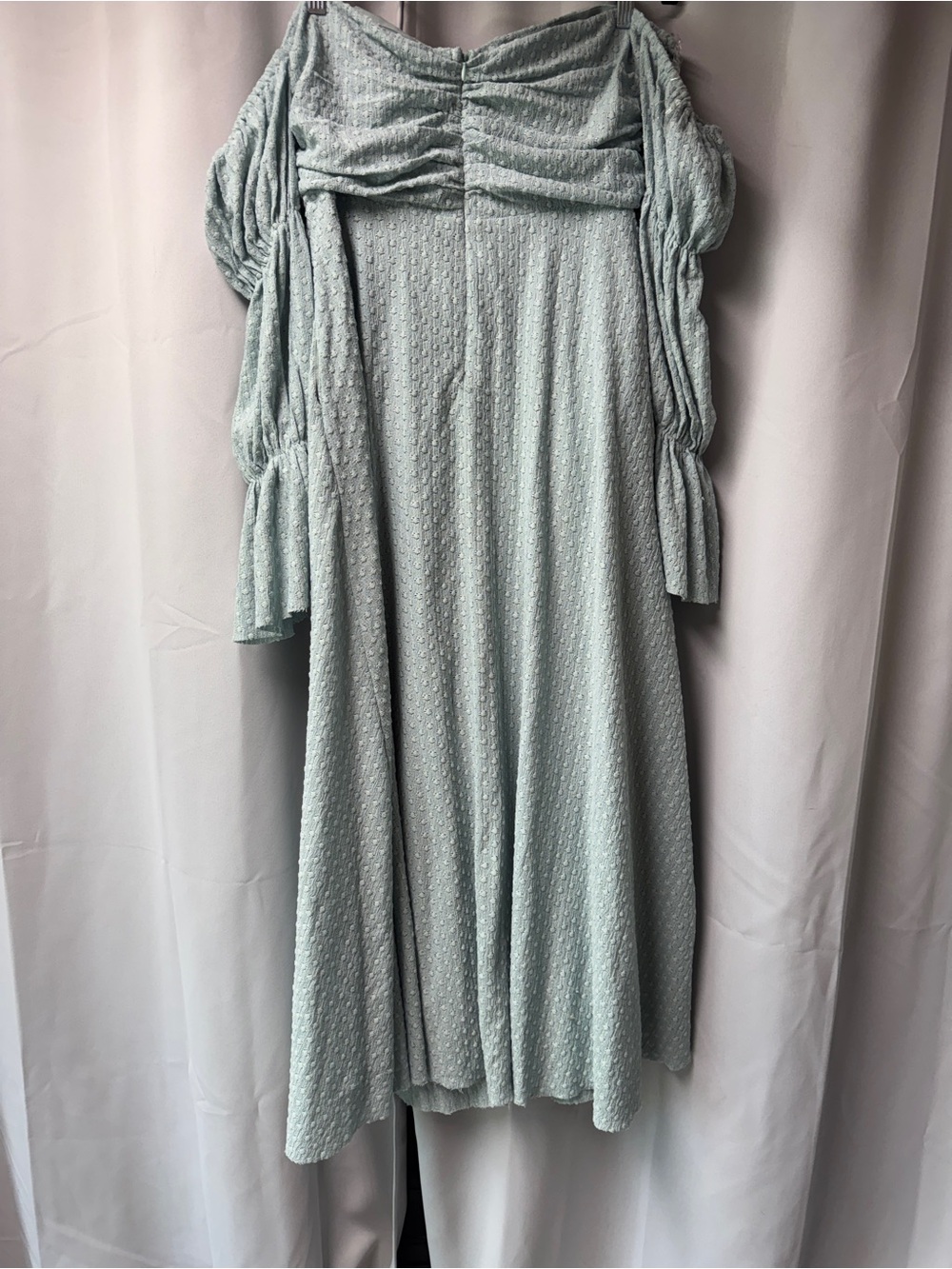 Worth Light Blue/green Textured Off-Shoulder Maxi Dress